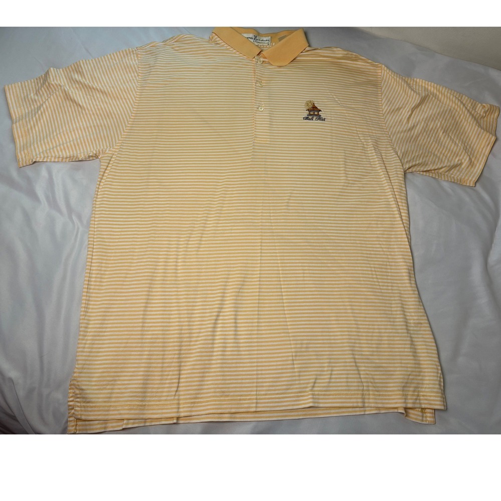 Fairway & Greene Polo Shirt Mens L Yellow Good Bali Hai Striped Cotton